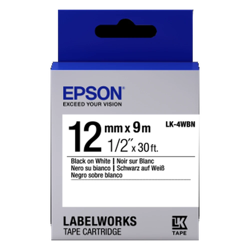 Epson C53S659003 — лента LK4WBN для ленточного принтера, 12 мм × 9 м