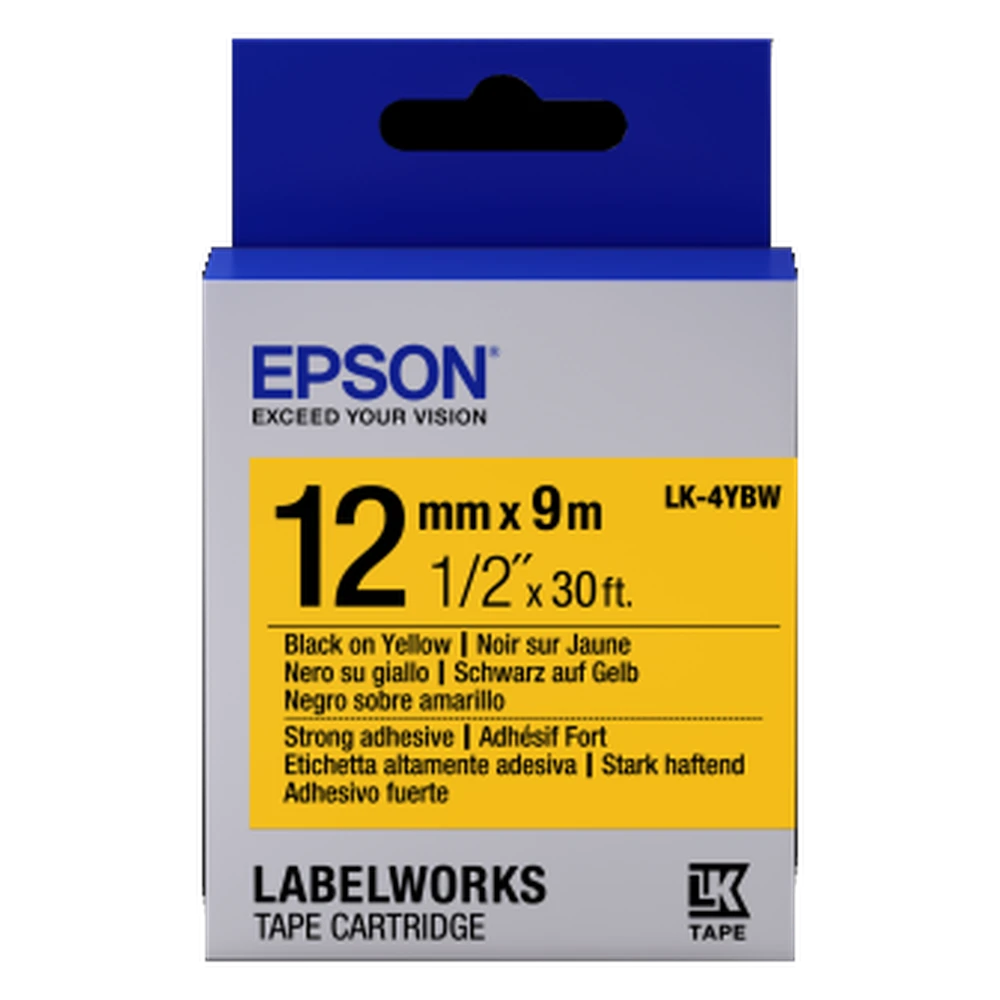 Epson C53S659004 — лента LK4YBW для ленточного принтера, 12 мм × 9 м