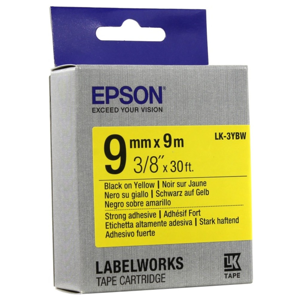 Epson C53S659002 — лента LK3YBW для ленточного принтера, 9 мм × 9 м